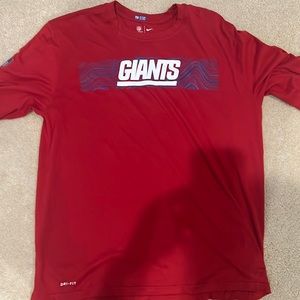 XL New York Giants team issued red long sleeve T-shirt. Game and practiced worn.